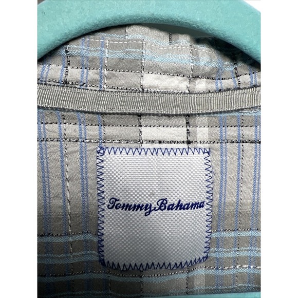 Tommy Bahama Silk Blend Plaid Textured Short Sleeve Button Down Shirt Size XL - Picture 2 of 9